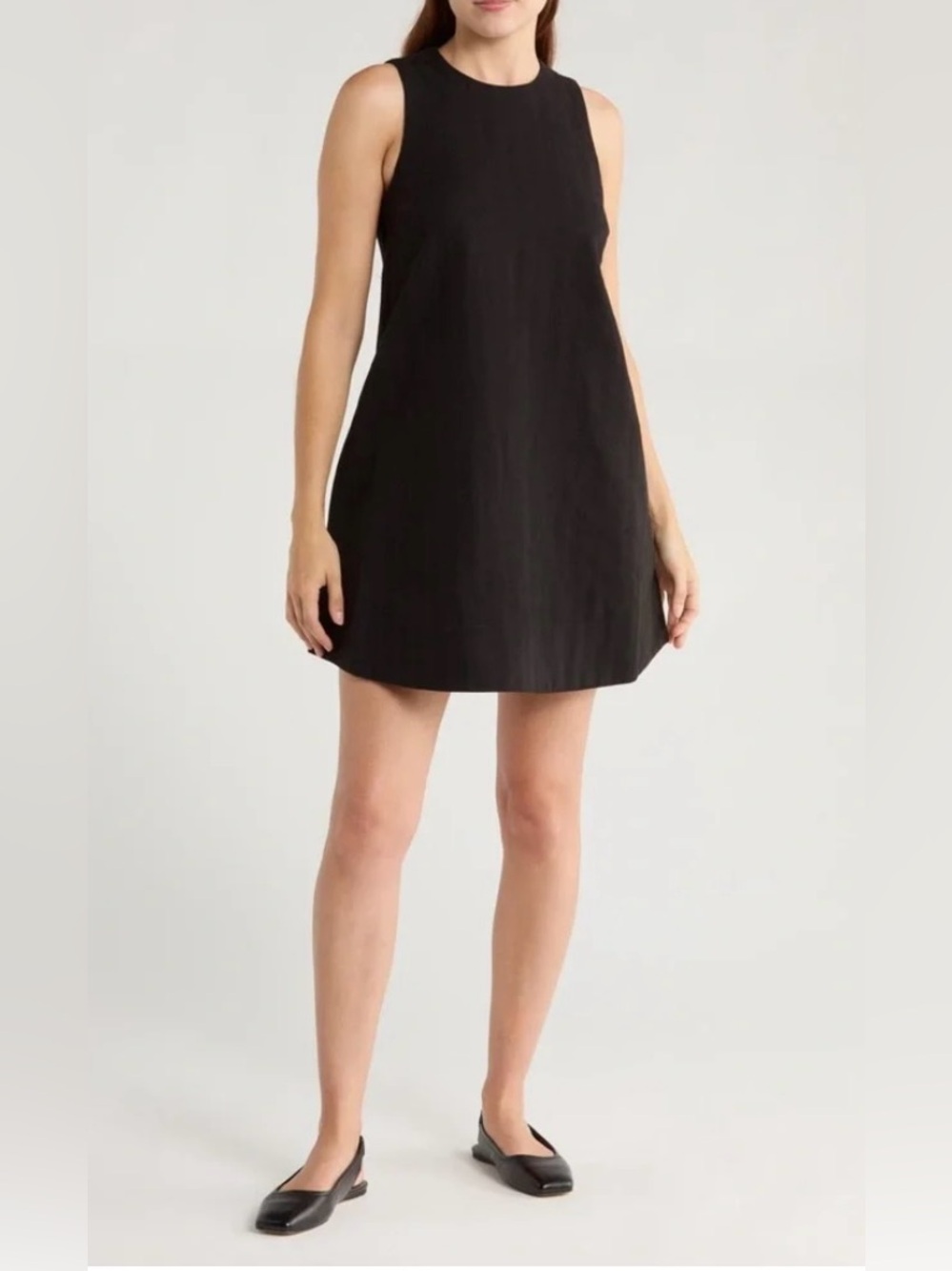 NWT rag & bone Rosalind Black Cotton-Linen Trapeze Dress – Size Large